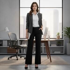 Betabrand Dress Pants Womens L Petite Black Yoga Work Stretch Straight Leg